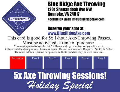 5 Visit Axe-Throwing Punch Card